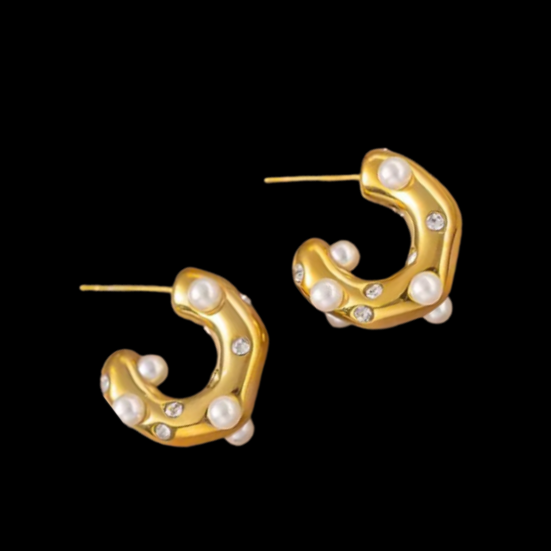Pearl Captured Hoop Earrings