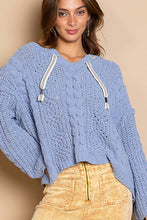 Load image into Gallery viewer, V-Neck Chenille Hoodie - Pale Blue
