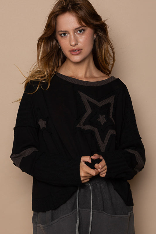 Star Knit Sweater - Black