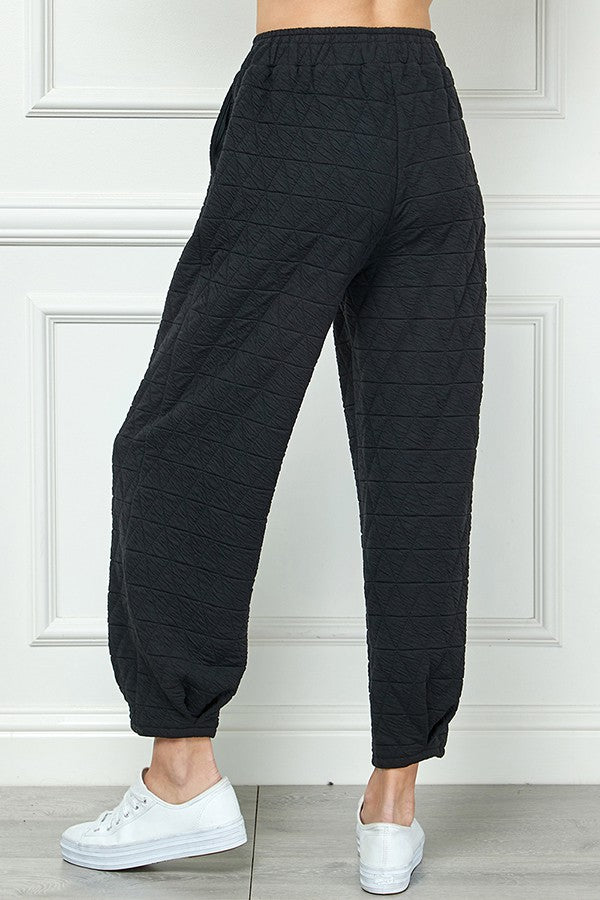 Black Quilted Jogger Pants