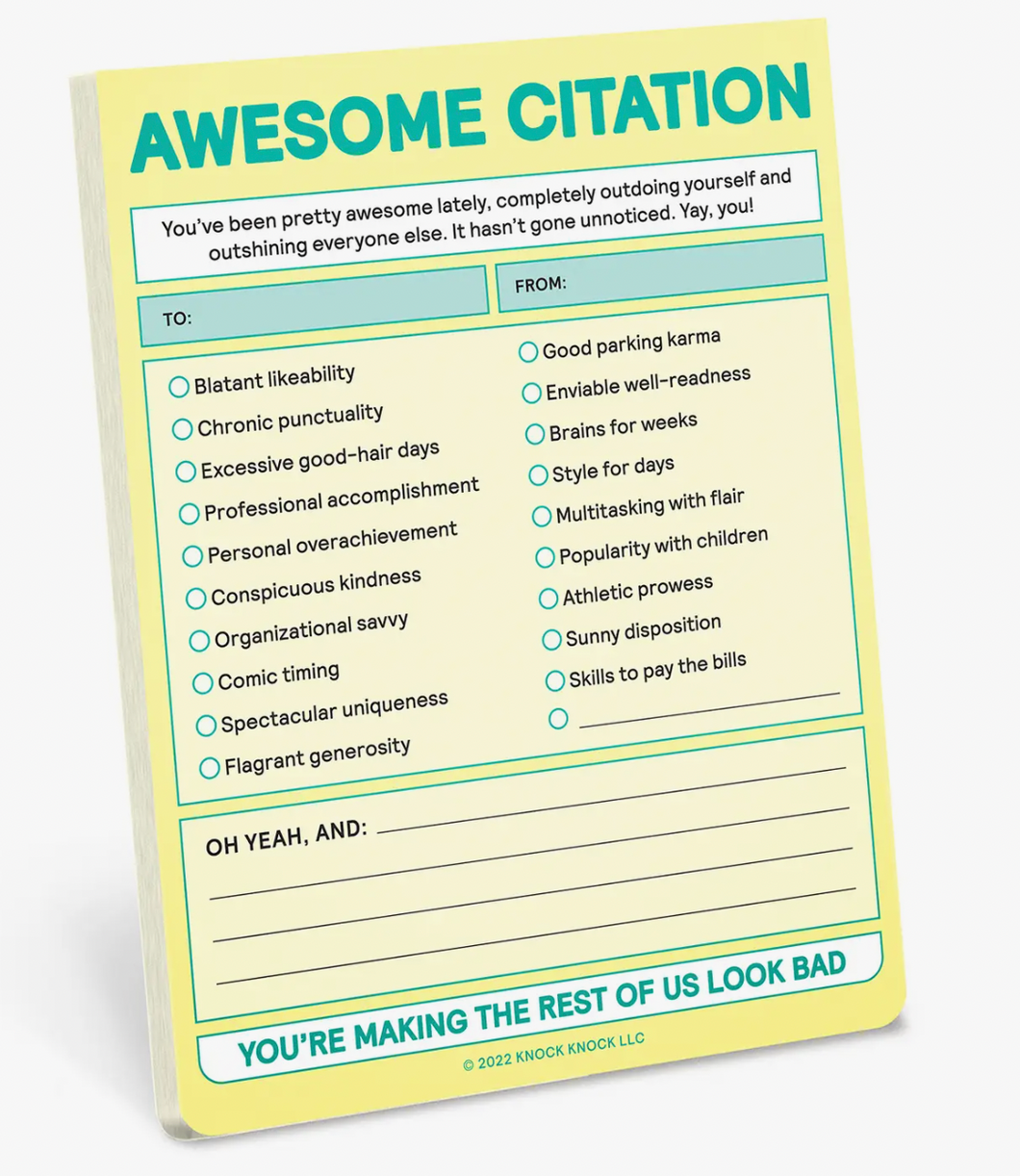 Awesome Citation Nifty Note Pad (Pastel Version)