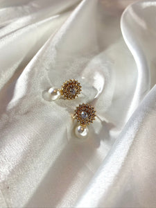 Crystal Earring with Drop Pearl