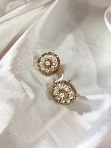 Pearl and Crystal Circle Earrings