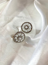 Load image into Gallery viewer, Pearl and Crystal Circle Earrings
