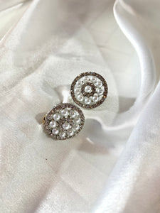 Pearl and Crystal Circle Earrings