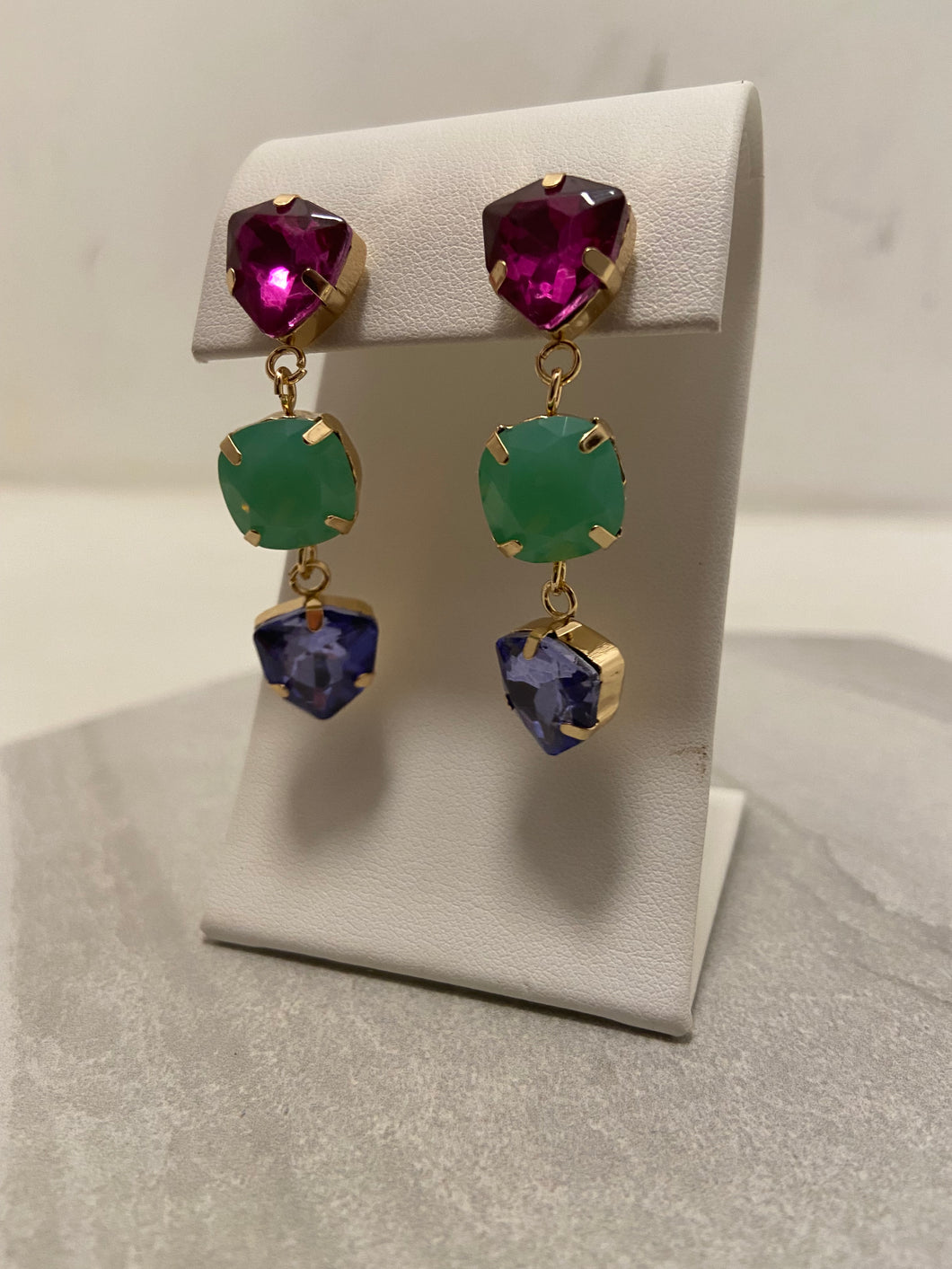 Tri-color Drop Earrings
