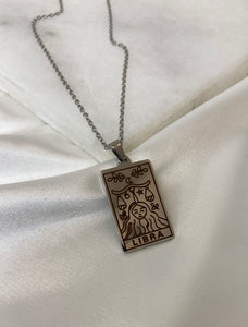 Silver Stainless Zodiac Tag Necklace