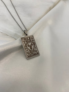 Silver Stainless Zodiac Tag Necklace