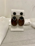 Brown Dangle Stone Earrings