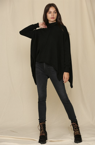 Poncho Style Sweater - Black