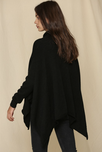 Poncho Style Sweater - Black