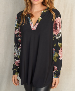Floral Sleeve Tunic Top
