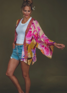 Yellow Orchid Design Printed Jacket