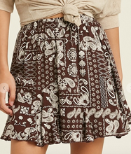 Load image into Gallery viewer, Paisley Mini Lined Skirt - Wine
