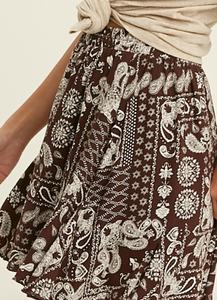 Paisley Mini Lined Skirt - Wine