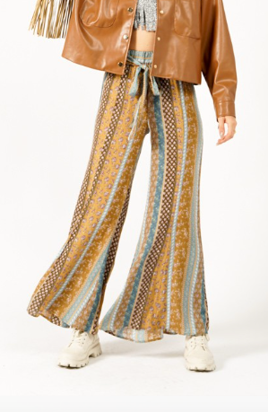 Multi Print Pants - Camel