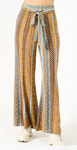 Multi Print Pants - Camel