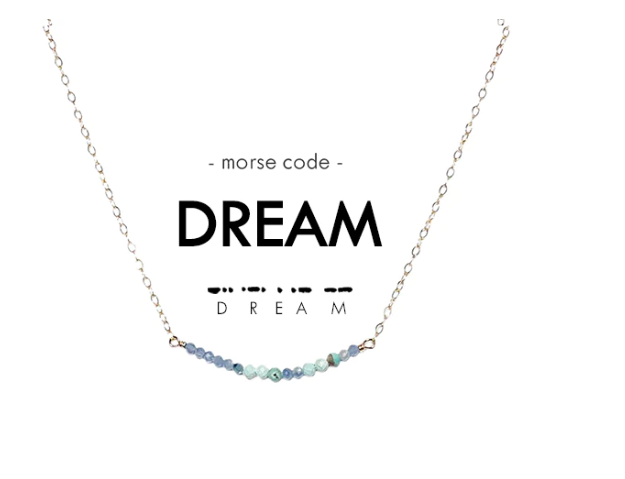 Morse Code Dainty Stone Necklace - DREAM
