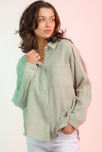 Raw Edge Gauze Shirt