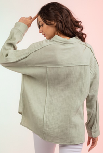 Raw Edge Gauze Shirt