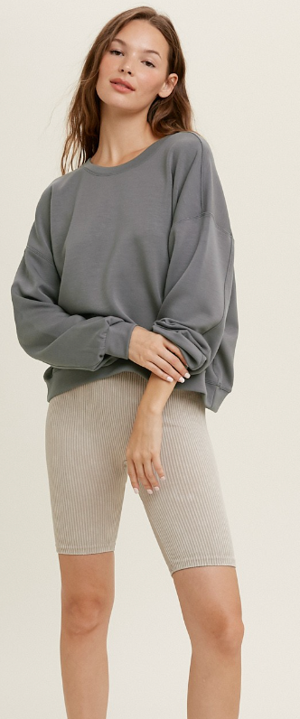 Relaxed Crop Sweatshirt - Charcoal